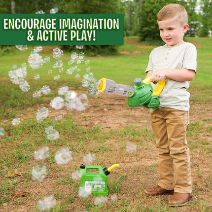 John Deere Bubble Leaf Blower Toy for Kids Includes 44oz Bubble Refill Gas Can, Outdoor Bubble Machine for Kids, Easy to Use, Outdoor Play, Great Gift Toddler 3+