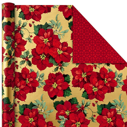 Hallmark Reversible Christmas Wrapping Paper Bundle, Traditional (Pack of 4, 150 sq. ft. TTL.), Red and Green, 4 Pack, Red and Green, 4 Pack