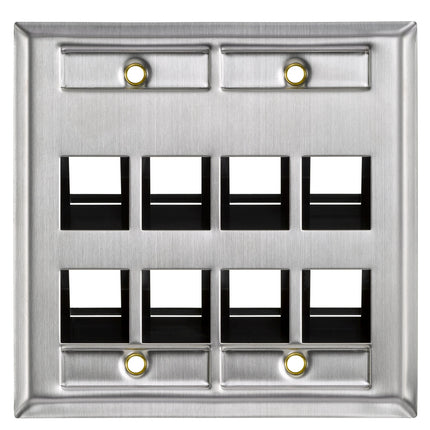 Leviton 43081-2L8 8-Port Angled Stainless Steel Qu