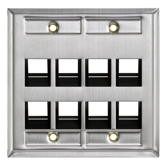 Leviton 43081-2L8 8-Port Angled Stainless Steel Qu