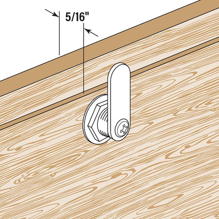 Prime-Line Products U 9941 Drawer & Cabinet Lock, 5/8 in, Diecast, Stainless Steel, 5/16 in. Max. Panel, Silver