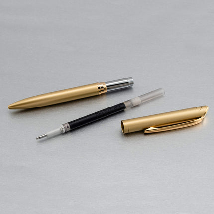 Bolígrafo de gel líquido premium Pentel EnerGel Style, (0.7mm) Trazo medio, Barril dorado, Tinta negra con estuche de regalo (BL2007XABX)