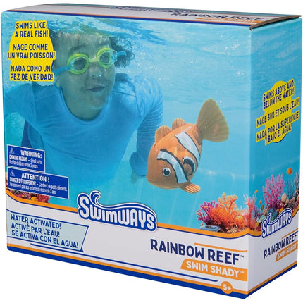 SwimWays Rainbow Reef Fish Toy, Kids Swimming Accessories & Water Toys, Learn to Swim Pool Toys for Kids Ages 5 & Up, Batteries Included, Swim Shady