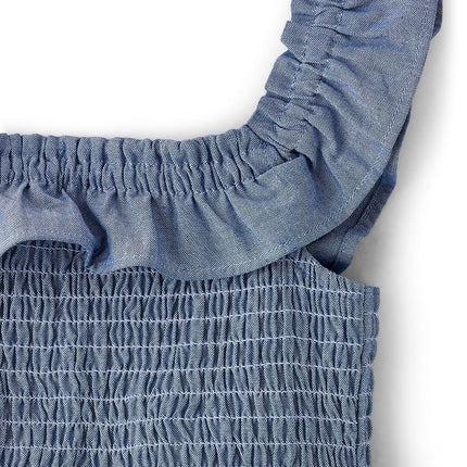 Vestidos de manga corta para niña y niña pequeña Gymboree, azul chambray, 8