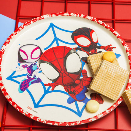 Zak Designs Marvel Spider-Man Vajilla para niños Incluye plato de 20 cm, tazón de 15 cm y vaso de 295 ml, Material de bambú melamina duradero y sostenible (Juego de 3 piezas, Spidey y sus sorprendentes amigos)