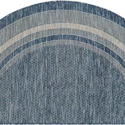 Alfombra de área Unique Loom Outdoor Border Collection - Borde suave (Hearth 3' 1" x 6' 1", azul/marfil)