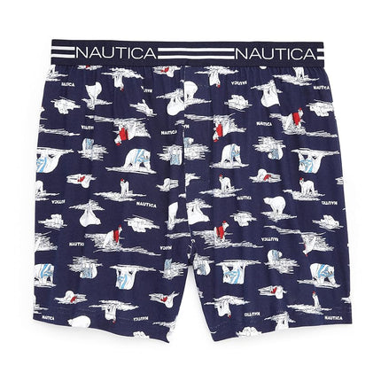 Nautica Men's Classic Cotton Loose Knit Boxer Shorts, Polar Bears-Peacoat, S