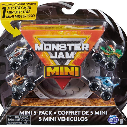 Monster Jam, Official Mini 5-Pack with Mystery Collectible Monster Truck, 1:87 Scale, Kids’ Toys for Boys and Girls Ages 3 and up