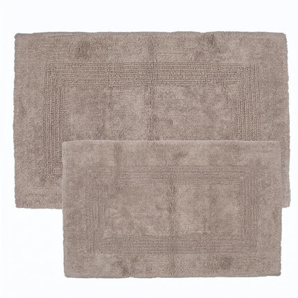 Bedford Home 100% Cotton 2 Piece Reversible Rug Set - Taupe