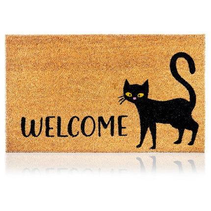 Black Cat- 17"x29" - Coir Door Mat with Heavy Duty