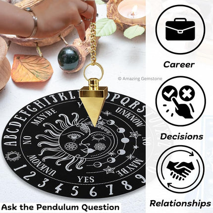 Amazing Gemstone Healing Metal Pendulums for Divination, Gold Small Cone Steel Copper Pendulum High Energy Pendulo de Bronce Pendulos de Mesa MP120