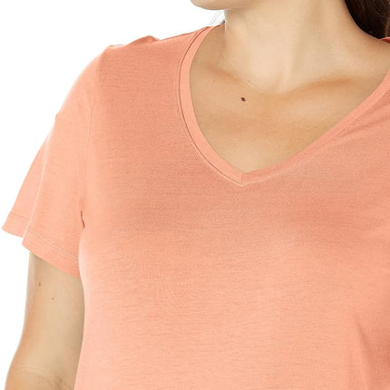 HUE womensShort Sleeve V-Neck Sleep Tee Short_Sleeve Pajama Tops - Orange - Large