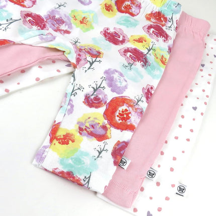 HonestBaby Multipack Harem Pants Roomy Fit Pull on Bottoms 100% Organic Cotton for Infant Baby Boys, Girls, Unisex, 3-Pack Rose Blossom, Newborn