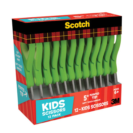 Scotch Ciseaux pour enfants à pointe souple de 5 po, paquet de 12 pour enseignants, vert (1442P-12) - Lot de 6