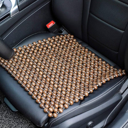EXCEL LIFE Cojín para asiento de coche de madera natural con cuentas, esterilla cómoda y fresca para el verano, cojín de masaje (cuadrado) talla mediana para coche, sedán, SUV, silla de oficina