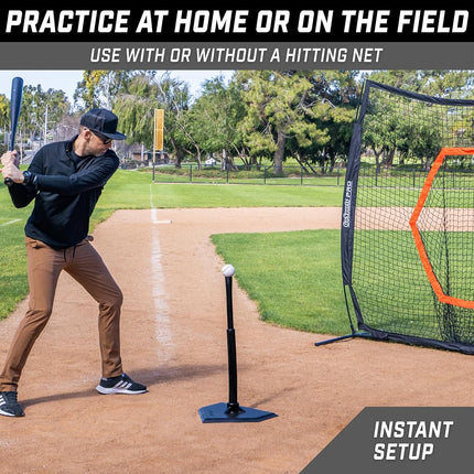 GoSports Baseball & Softball Batting Tee - Adjustable Rubber Hitting Tee for All Leagues and Skill Levels