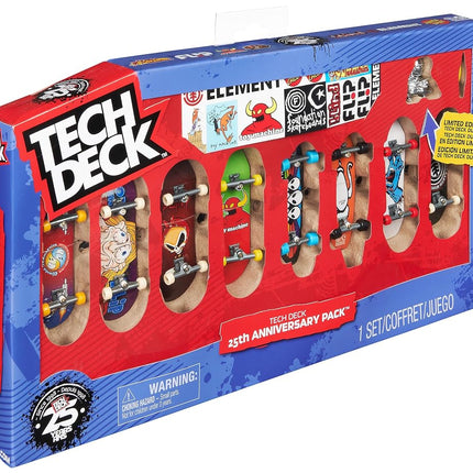 Tech Deck, 25th Anniversary 8-Pack Fingerboards with Exclusive Figure, Collectible and Customisable Mini Skateboards, Kids’ Toys for Ages 6 and up
