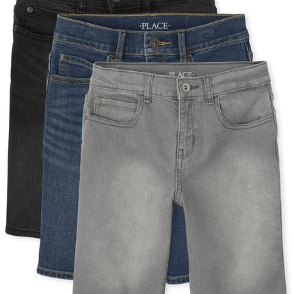 The Children's Place Boys' Denim Shorts, Hume Wash/Strand Wash/Packer Wash 3-Pack, 5