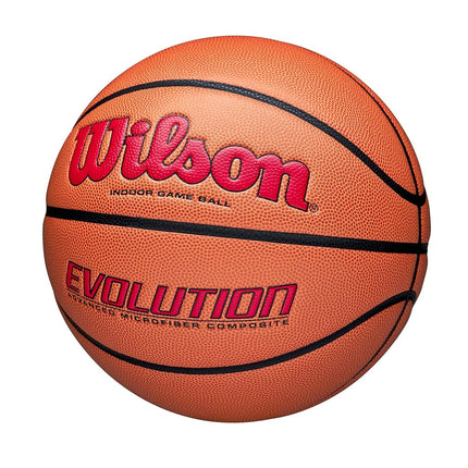 WILSON Evolution Indoor Game Basketball, Scarlet, Size 7-29.5"