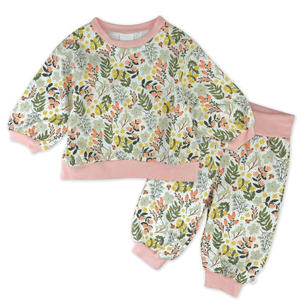 Sudadera y pantalón de chándal HonestBaby con cuello redondo 100% algodón orgánico para niños pequeños y bebés, color hiedra escocesa (paquete de 2), 0-3 meses