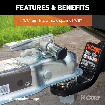 CURT 23522 Chrome Trailer Tongue Coupler Lock, 1/4-Inch Pin Diameter, Up to 2-1/2-Inch Span