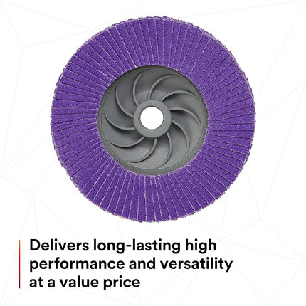 3M Flap Disc 769F, Type 27 Quick Change, 80+, 4-1/2 in x 5/8-11, High Performance Abrasive, Ceramic Precision-Shaped Grain Grinding and Finishing Disc, Carbon Steel, Stainless Steel