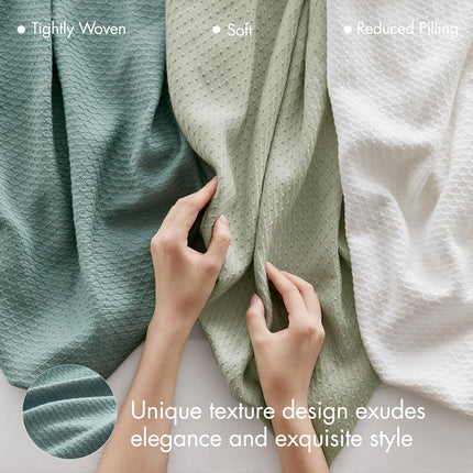 Madison Park 100% Egyptian Cotton Lightweight Summer Blanket, Breathable Waffle Knit Design, Soft Cozy All-Season Throw for Bed, Couch or Sofa, Teal Full/Queen Size (90"x90")