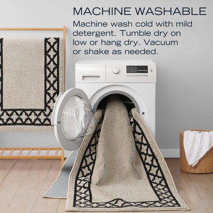 Nautica – Runner Rug | Indoor Runners for Hallways and Entry Rugs| Non-Slip and Non-Skid Entry and Kitchen Door Mat| Machine Washable Entryway Carpet Rugs | 2'2" x 5' | Trellis Natural Twist