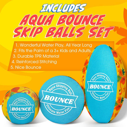 Billeeit 5Pcs Water Skipping Balls Set for Pool Play (Zest Tropical Theme)
