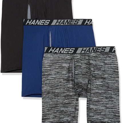 Hanes Men's X-Temp Total Support Pouch Boxer Brief, Anti-Chafing, Moisture-Wicking Underwear, Multi-Pack, Long Leg-Assorted, XL (Pack of 3)