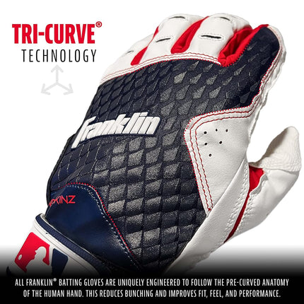 Franklin Sports 2nd-Skinz Batting Gloves - White/Navy, Adult Small