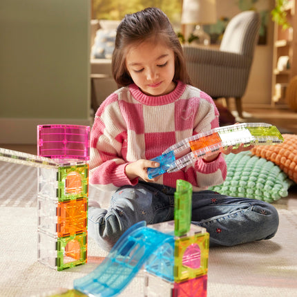 Magna-Tiles Rail Racers Max 80-Piece Magnetic Construction Set, The Original Magnetic Building Brand