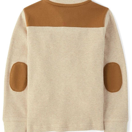 Gymboree Baby Boys' and Toddler Long Sleeve Henley Shirt, H/T Straw, 12-18 Months
