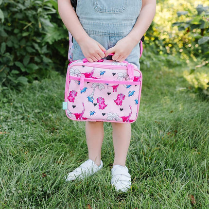 Fiambrera Térmica Aislante Wildkin JumpOff Jo – Duradera, Reutilizable para Niños – Dinosaurio Rosa