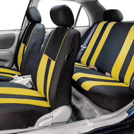 FH GROUP FH-FB036217 Striking Striped Seat Covers Yellow / Black Color - Fit Most Car, Truck, Suv, or Van