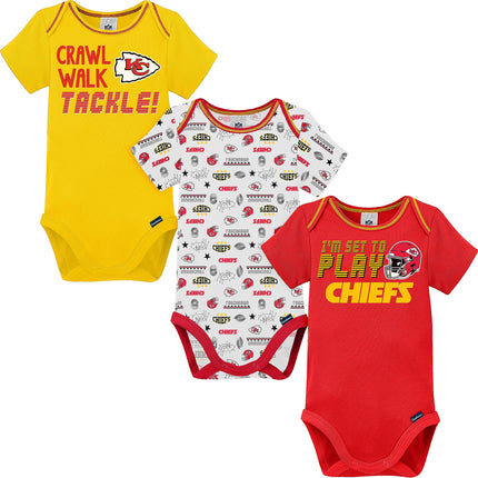 Gerber Unisex Baby Standard NFL 3 Pack Short Sleev
