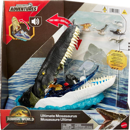 Mattel Jurassic World Rebirth Deluxe Mosasaurus Playset with 7 Interactive Features, 7 Sound Effects & 6 Micro Figures, Folds Up to Carry & Store