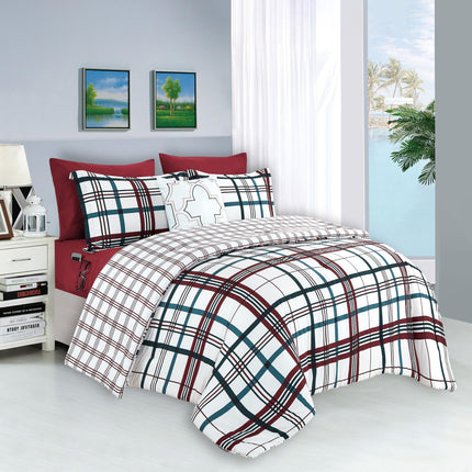 Elegant Comfort Silky Soft 8-Piece Plaid Lodge Bed
