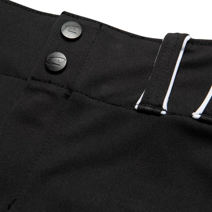 Pantalon de softball Champro Surge traditionnel taille basse pour fastpitch avec passepoil tressé de couleur contrastée - Petit, Noir, Blanc