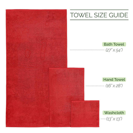 Juego de toallas de baño de viscosa Elegant Comfort de 6 piezas con 4 líneas a rayas, 100% algodón turco, toallas de baño altamente absorbentes que incluyen 2 toallitas, 2 toallas de mano y 2 toallas de baño (rojo)