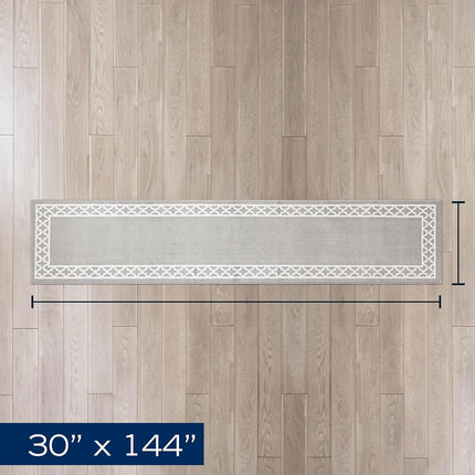 Nautica – Runner Rug | Indoor Runners for Hallways and Entry Rugs| Non-Slip and Non-Skid Entry and Kitchen Door Mat| Machine Washable Entryway Carpet Rugs | 2'6" x 12' | Trellis Light Grey