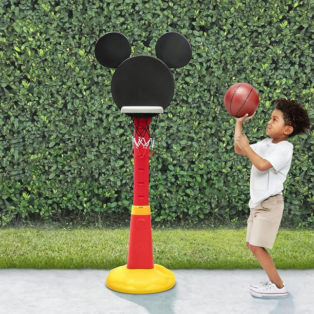 Delta Children - Disney Mickey Mouse Plastic Basketball Set - Includes Basketball Hoop, 1 Basketball and Ball Pump, Red/Black