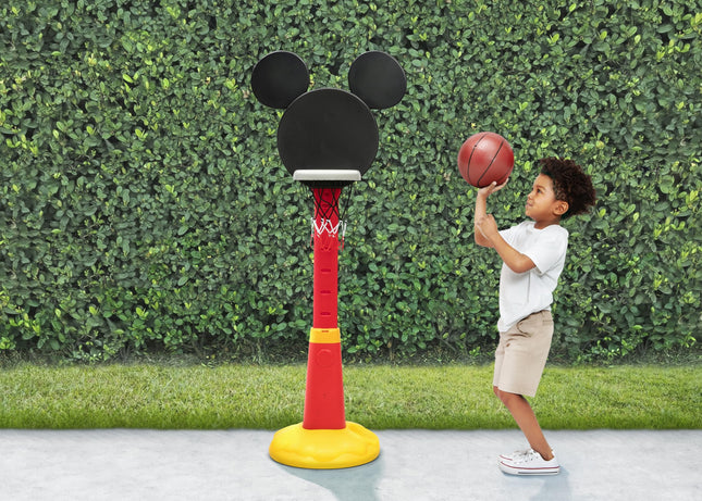 Delta Children - Disney Mickey Mouse Plastic Basketball Set - Includes Basketball Hoop, 1 Basketball and Ball Pump, Red/Black