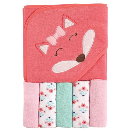 Luvable Friends Hooded Towel and 5 Washcloths, Gir