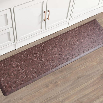 Chef Gear - Alfombrilla de cocina antifatiga - Diseño Marni - Alfombrilla de chef acolchada y cómoda - Piel sintética - Alivio para cocinar y estar de pie - Antideslizante - Medidas 17.5"x60" - Rojo