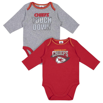 Gerber Unisex Baby Standard NFL 2 Pack Long Sleeve Onesie Bodysuit, Team Color, 6-12 Months