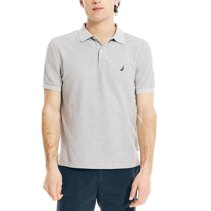Nautica Men's Classic Short-Sleeve Solid Polo T-Shirt, Grey Heather-2, Medium