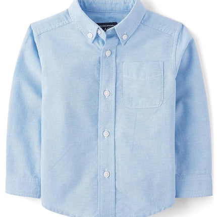 The Children's Place Baby Boys Long Sleeve Oxford Button Down Shirt, Lt Blue Single, 2