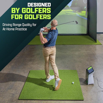 GoSports Golf Hitting Mat - ELITE 5 x 4 ft - 5 mm Artificial Turf Training Mat for Indoor/Outdoor Swing Practice, Includes 3 Rubber Tees