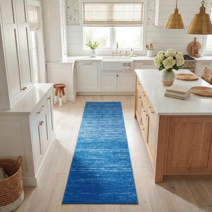 Safavieh Modern Ombre Indoor Woven Runner Area Rug, Adirondack Collection, ADR113, in Light Blue / Dark Blue, 76 X 244 cm for Living Room, Bedroom or Any Indoor Space